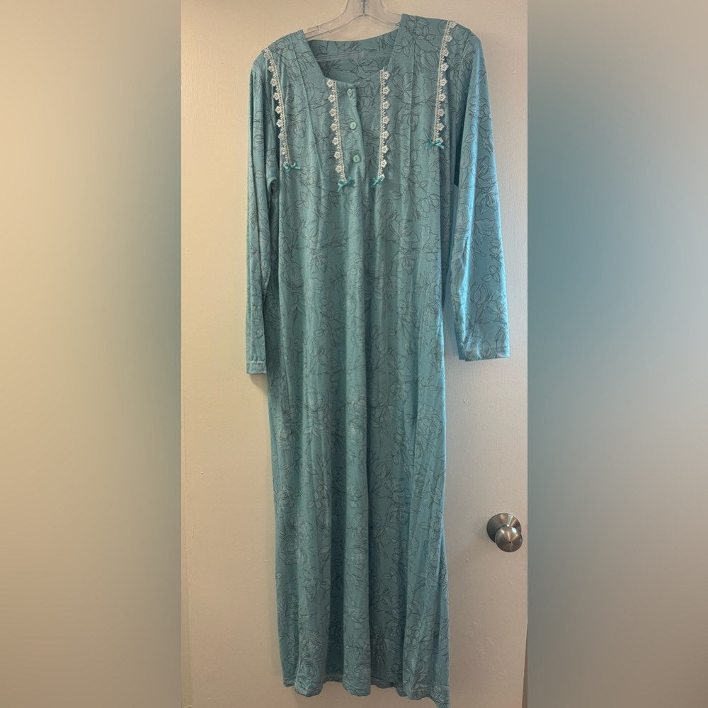 Blue Cotton Night Dress